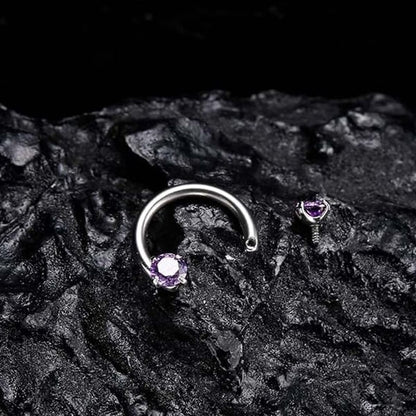 🔥Hot Sale🔥🎁Zirconia Horseshoe Ring with Threaded Gems for Piercings