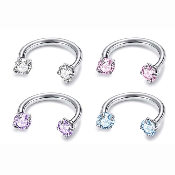 🔥Hot Sale🔥🎁Zirconia Horseshoe Ring with Threaded Gems for Piercings