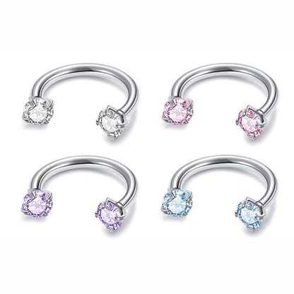 🔥Hot Sale🔥🎁Zirconia Horseshoe Ring with Threaded Gems for Piercings